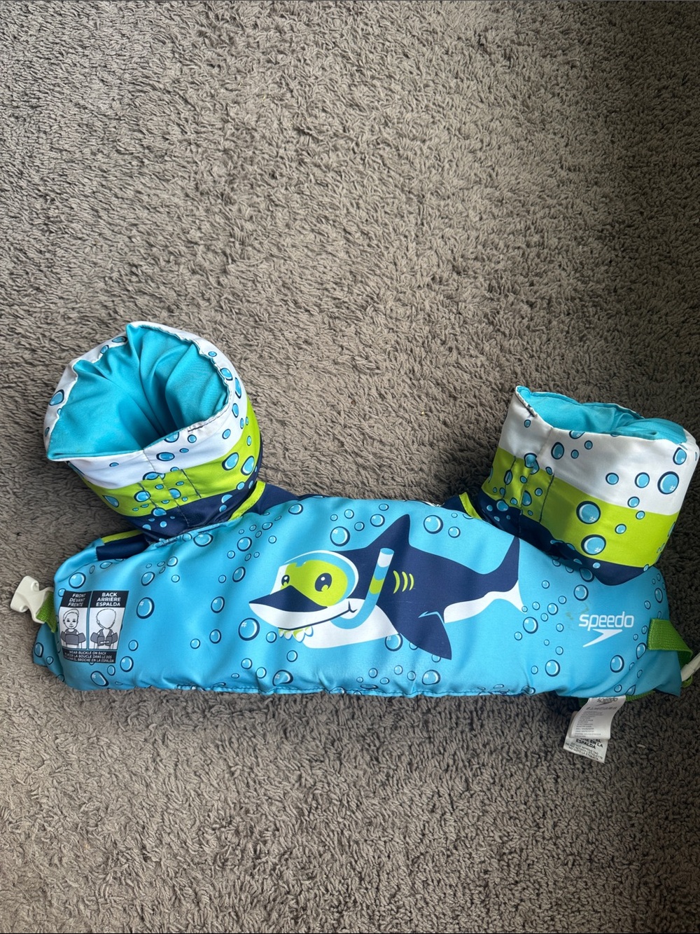 Speedo Puddle jumper Blue & Lime Shark Swim Vest with Arm Floats
